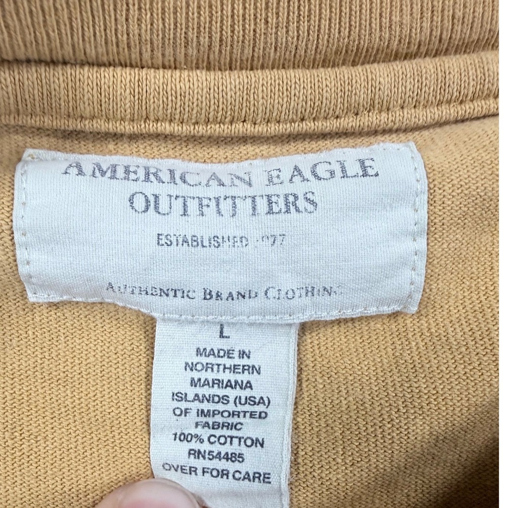 Vintage American Eagle Mens Yellow Long Sleeve Football Tee Shirt Number 6 Large - Picture 2 of 10